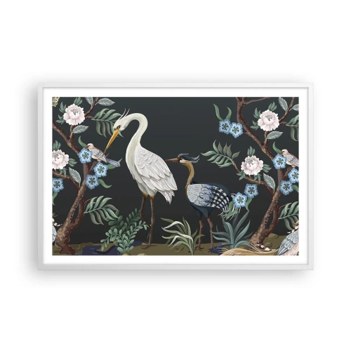 Poster în ramă albă - Parada păsărilor - 91x61 cm