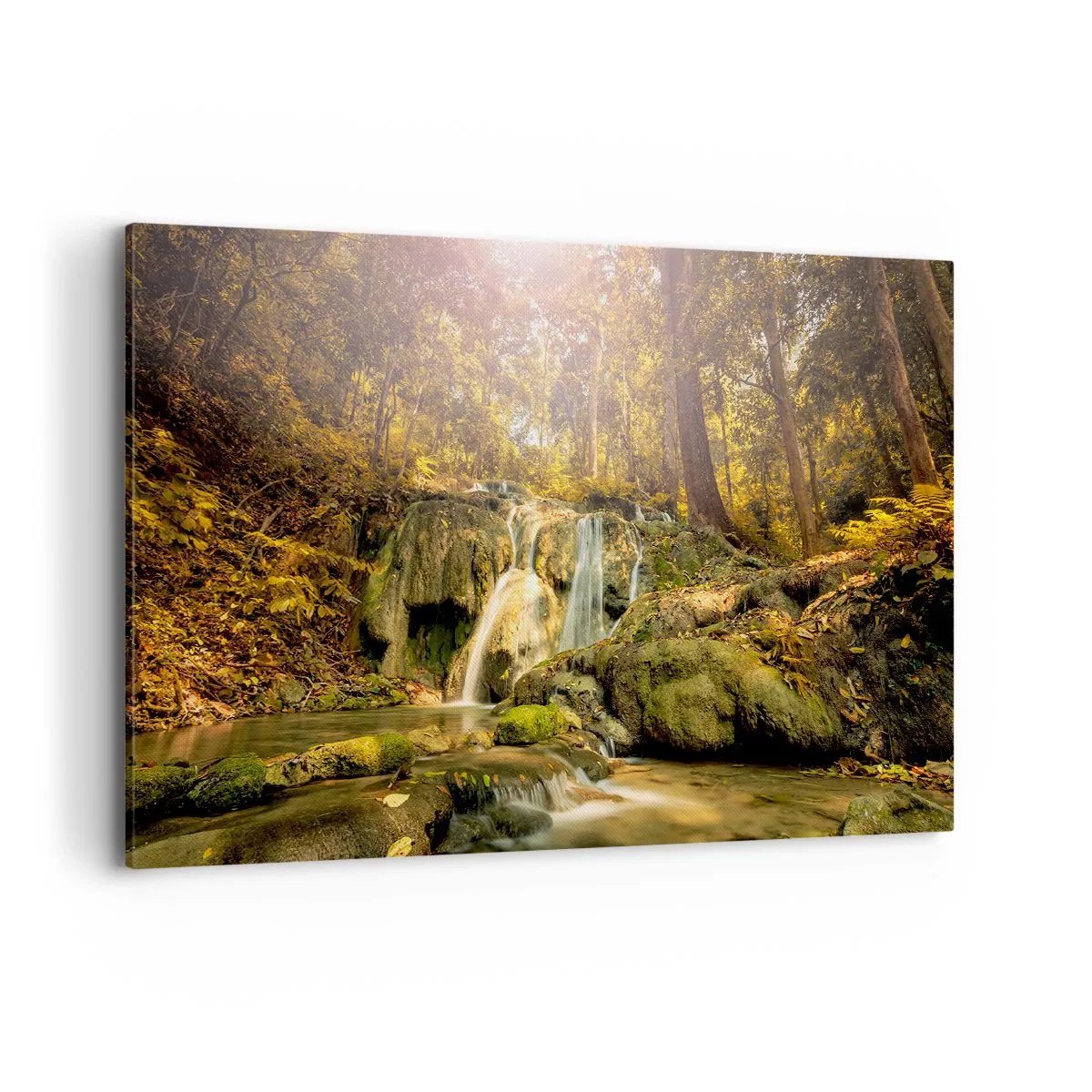 Tablou pe pânză - Cascada de pădure în verde - 120x80 cm