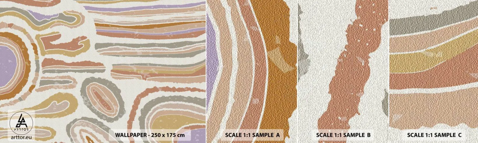 Mostră tapet autocolant Deluxe Sticker - Secțiuni colorate - Pastel, Boho, Minimalist - 100x30 cm