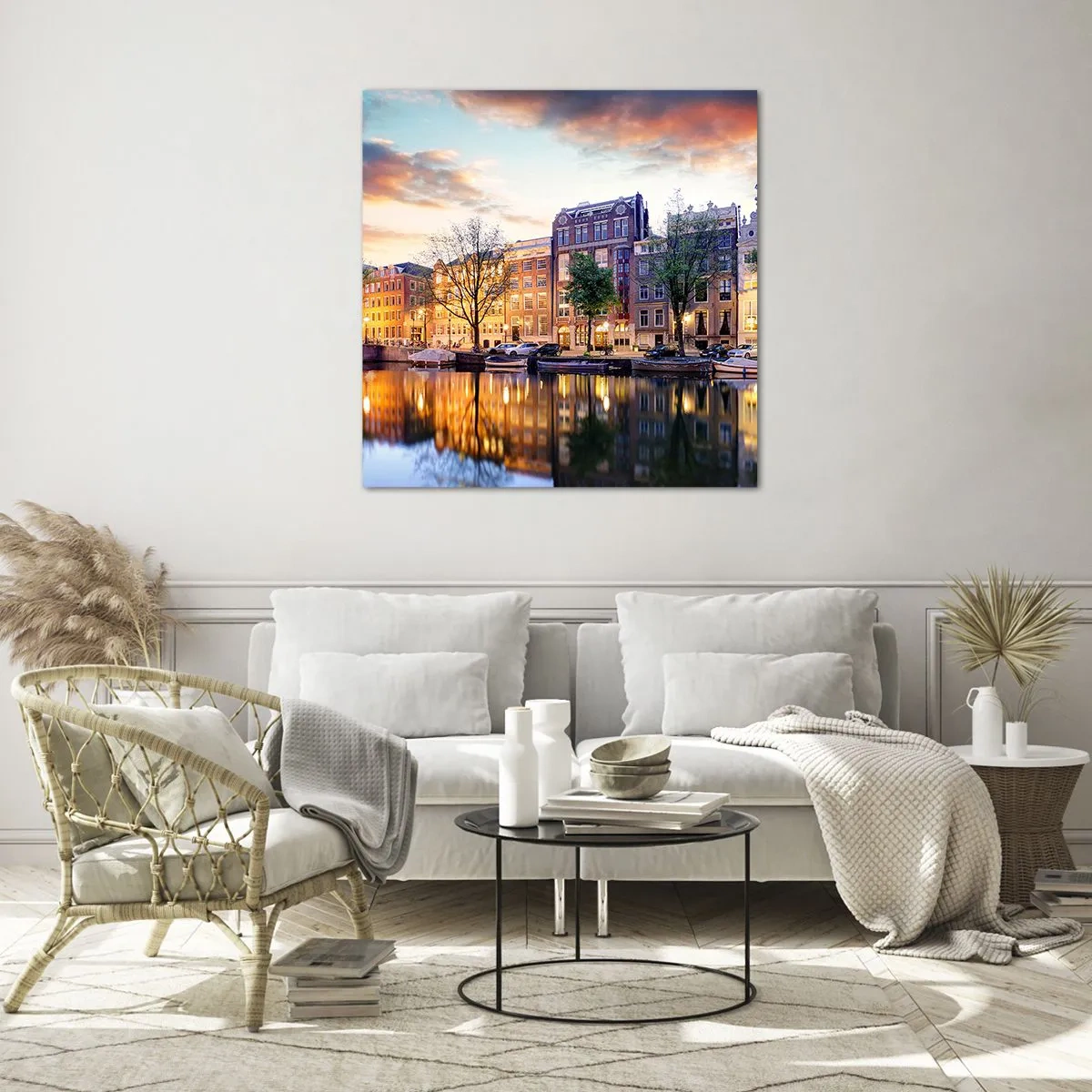 Tablou pe sticlă - Frumusețe olandeză sobră și calmă - 70x70 cm