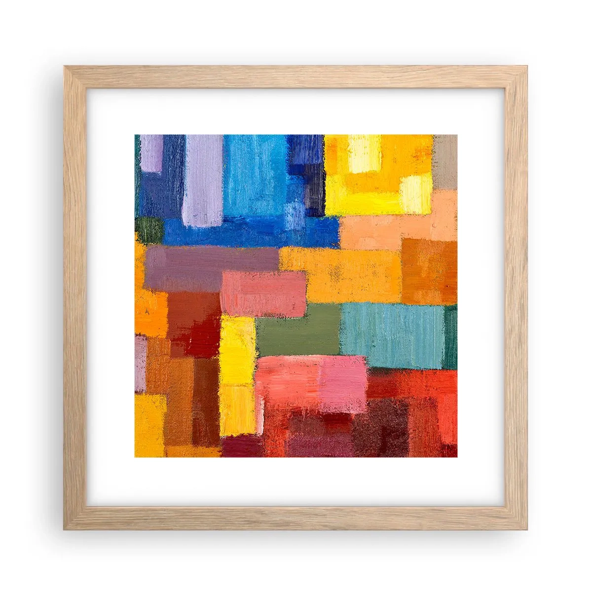 Poster în ramă de stejar deschis - Fiecare diferită, toate colorate - 30x30 cm