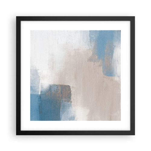 Poster în ramă neagră - Abstracție roz în spatele unui voal de albastru - 40x40 cm