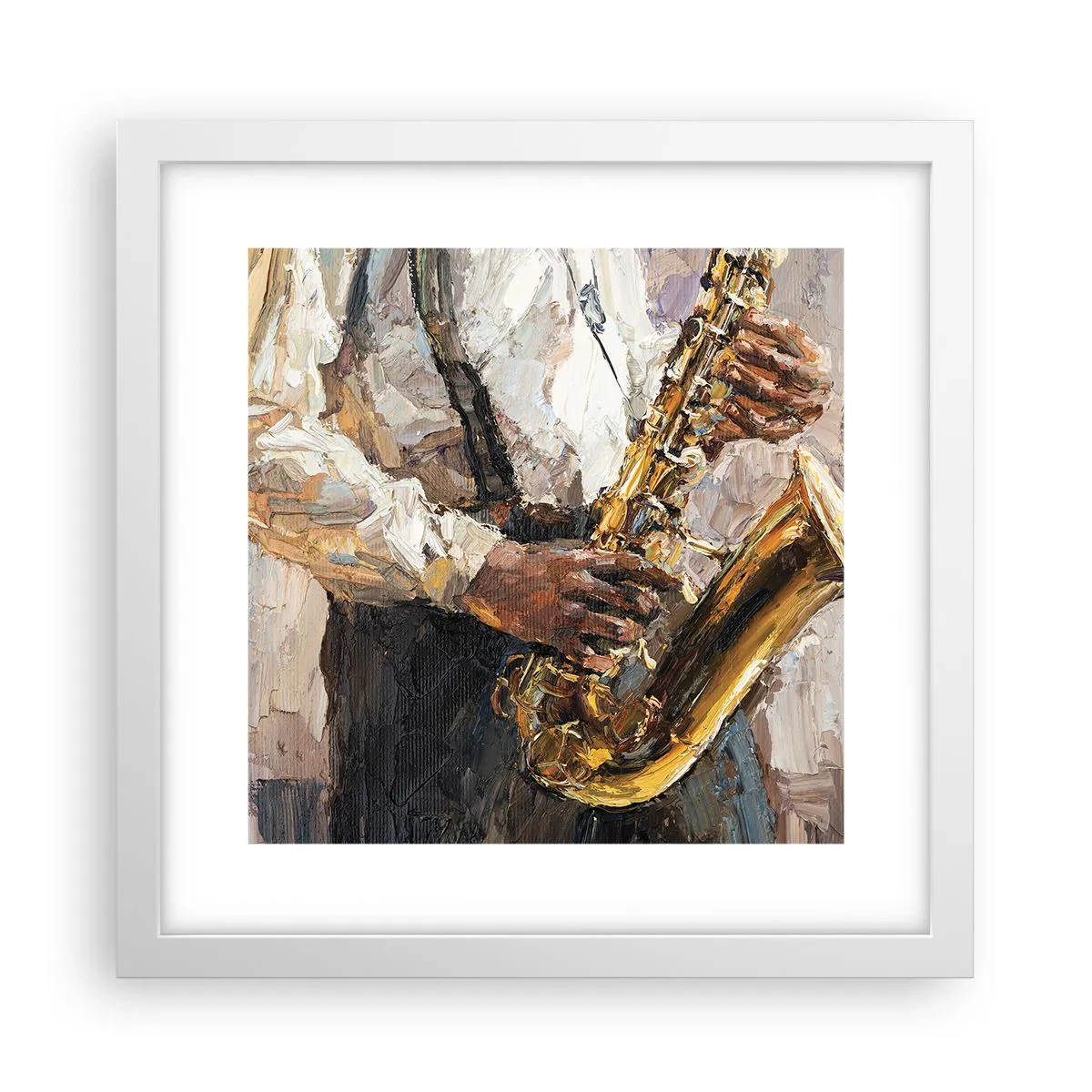 Poster în ramă albă - E timpul pentru a cânta solo - 30x30 cm