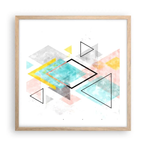 Poster în ramă de stejar deschis - Joc geometric - 50x50 cm