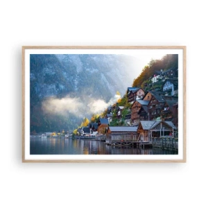 Poster în ramă de stejar deschis - Atmosferă alpină - 100x70 cm