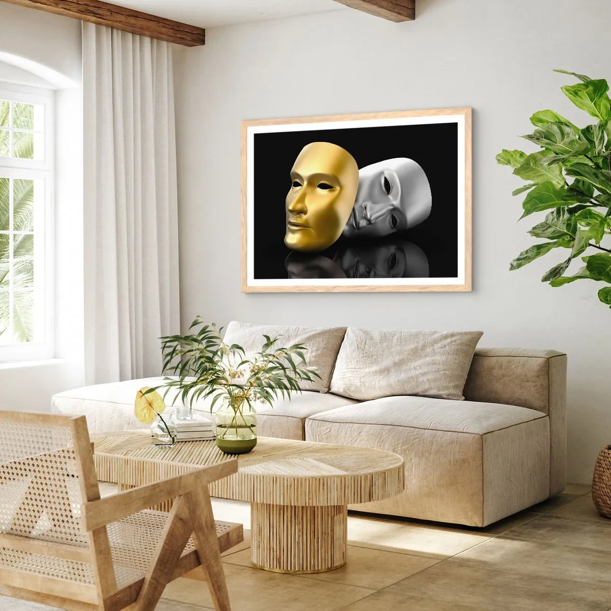 Poster în ramă de stejar deschis - Viața este teatru - 100x70 cm