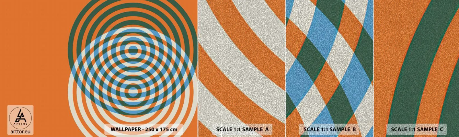 Mostră tapet Premium Sand - Variație circulară abstractă - Abstracția, Bucată, Districte - 100x30 cm