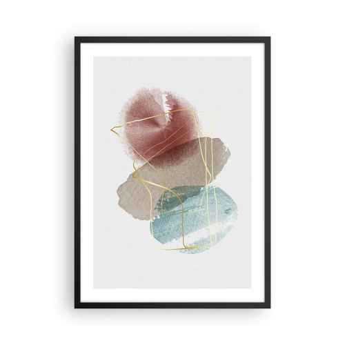 Poster în ramă neagră - Compoziție abstractă în culori pastelate - 50x70cm - Mărgele de spațiu - Decorațiune modernă pentru perete pentru living și dormitor ARTTOR