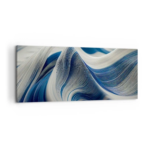 Tablou pe pânză - Fluiditate de albastru și alb - 100x40 cm