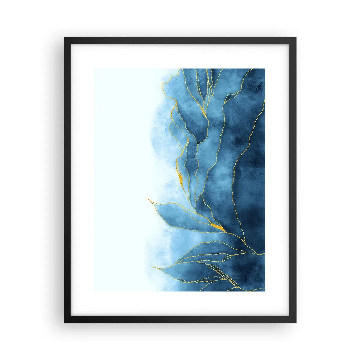Poster în ramă neagră - Albastru în aur - 40x50 cm