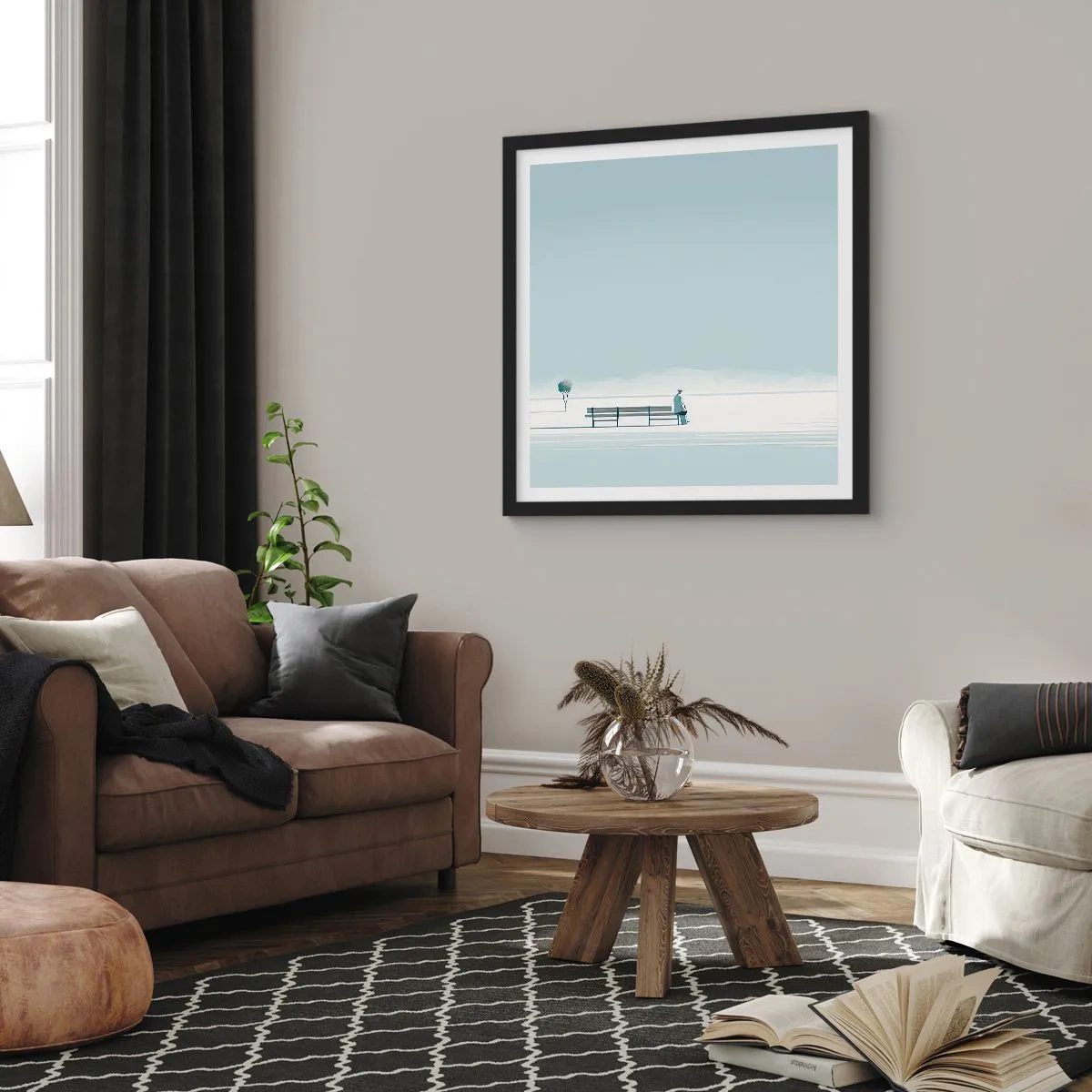 Poster în ramă neagră - Da, aștept. - 40x40 cm