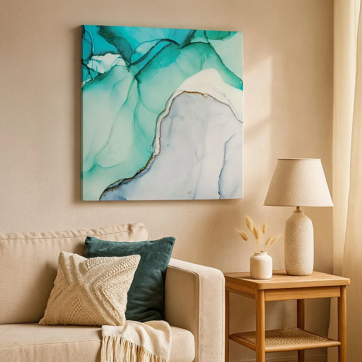 Tablou pe pânză - Studiu în turcoaz - 30x30 cm