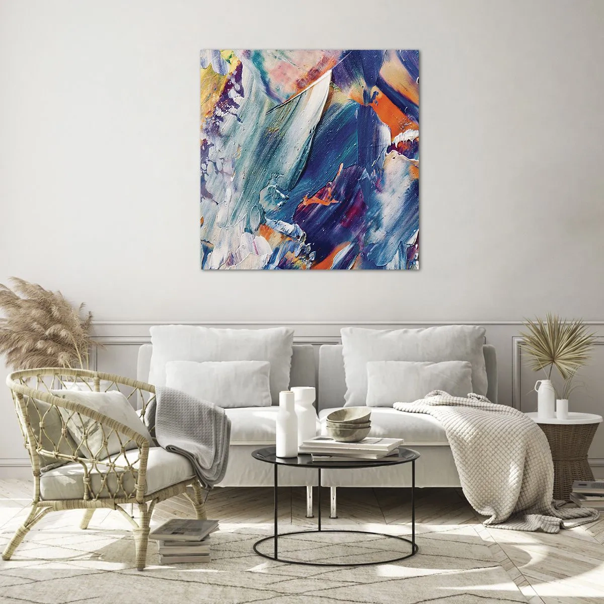 Tablou pe sticlă - Confuzie de culori - 50x50 cm
