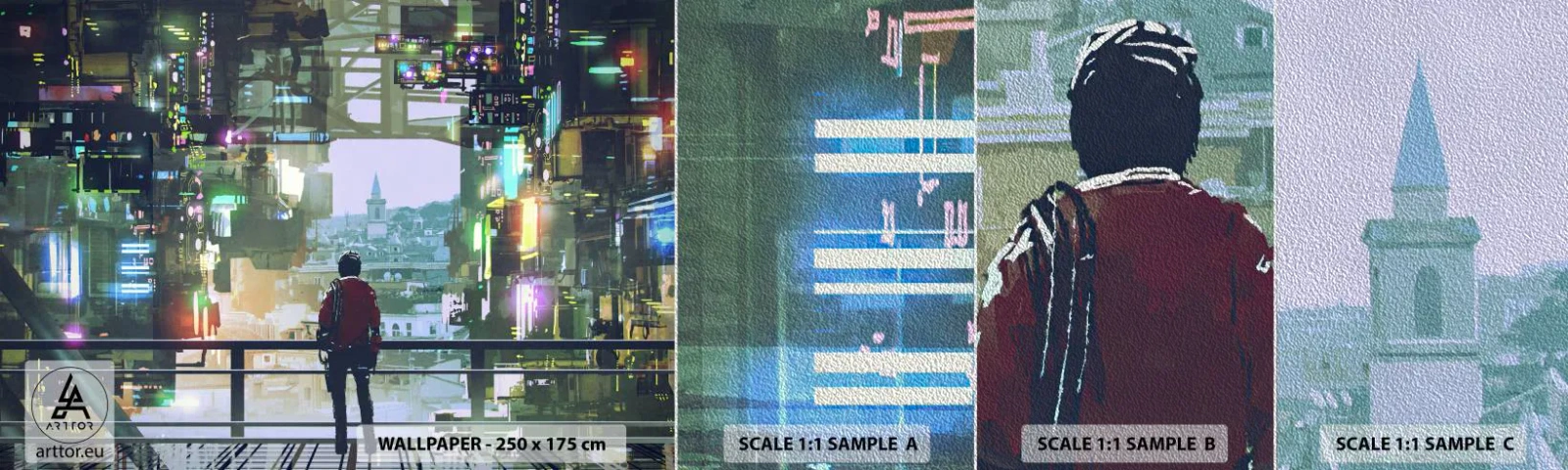 Mostră tapet Premium Sand - Două lumi - Oraș, Arhitectură, Abstracția - 100x30 cm