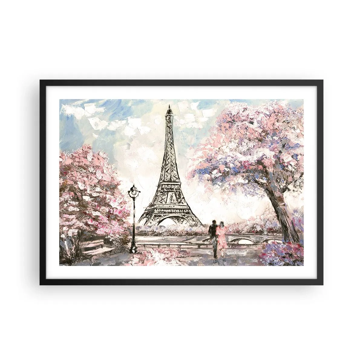 Poster în ramă neagră - Plimbare în aprilie la Paris - 70x50 cm