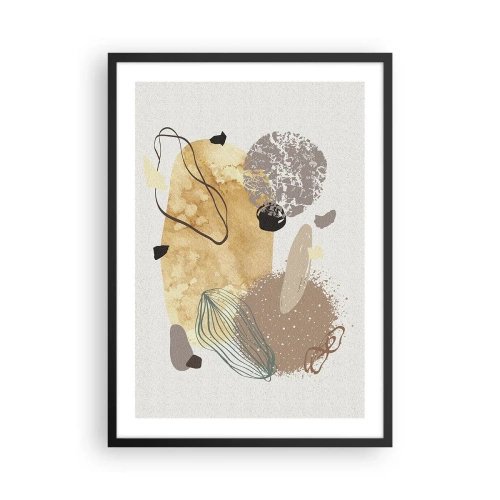 Poster în ramă neagră - Compoziție abstractă în nuanțe naturale - 50x70cm - Fluiditatea aplicată - Decorațiune modernă pentru perete pentru living și dormitor ARTTOR