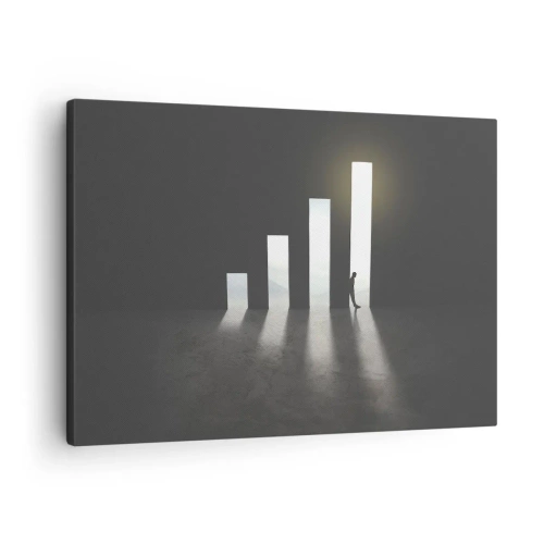 Tablou pe pânză Canvas - Creștere simbolică sub formă de pasaje iluminate de lumină - 70x50cm - Succesul - o impresie - Decorațiune modernă pentru perete pentru living și dormitor ARTTOR