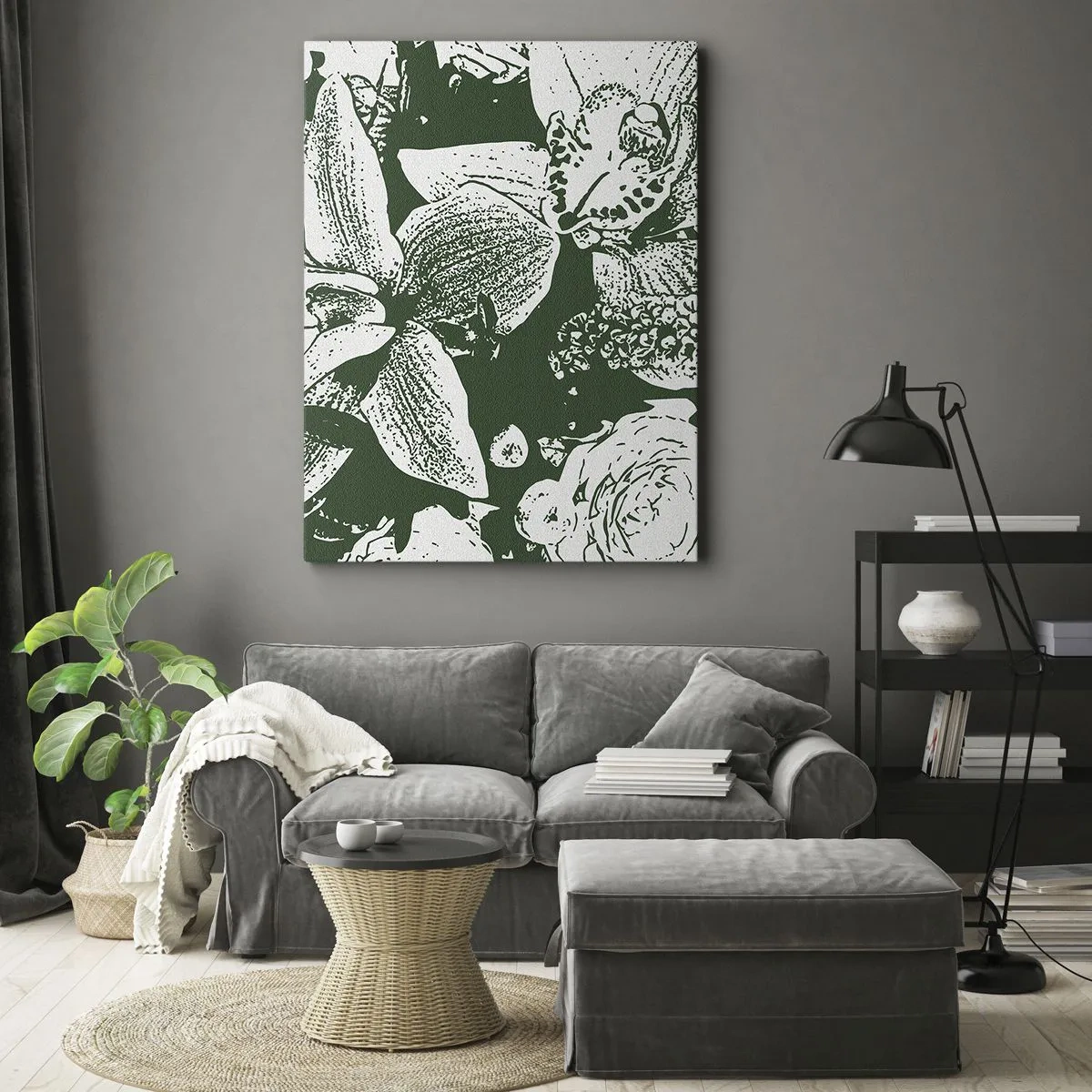 Tablou pe pânză - Buchet - o lume de verde - 50x70 cm