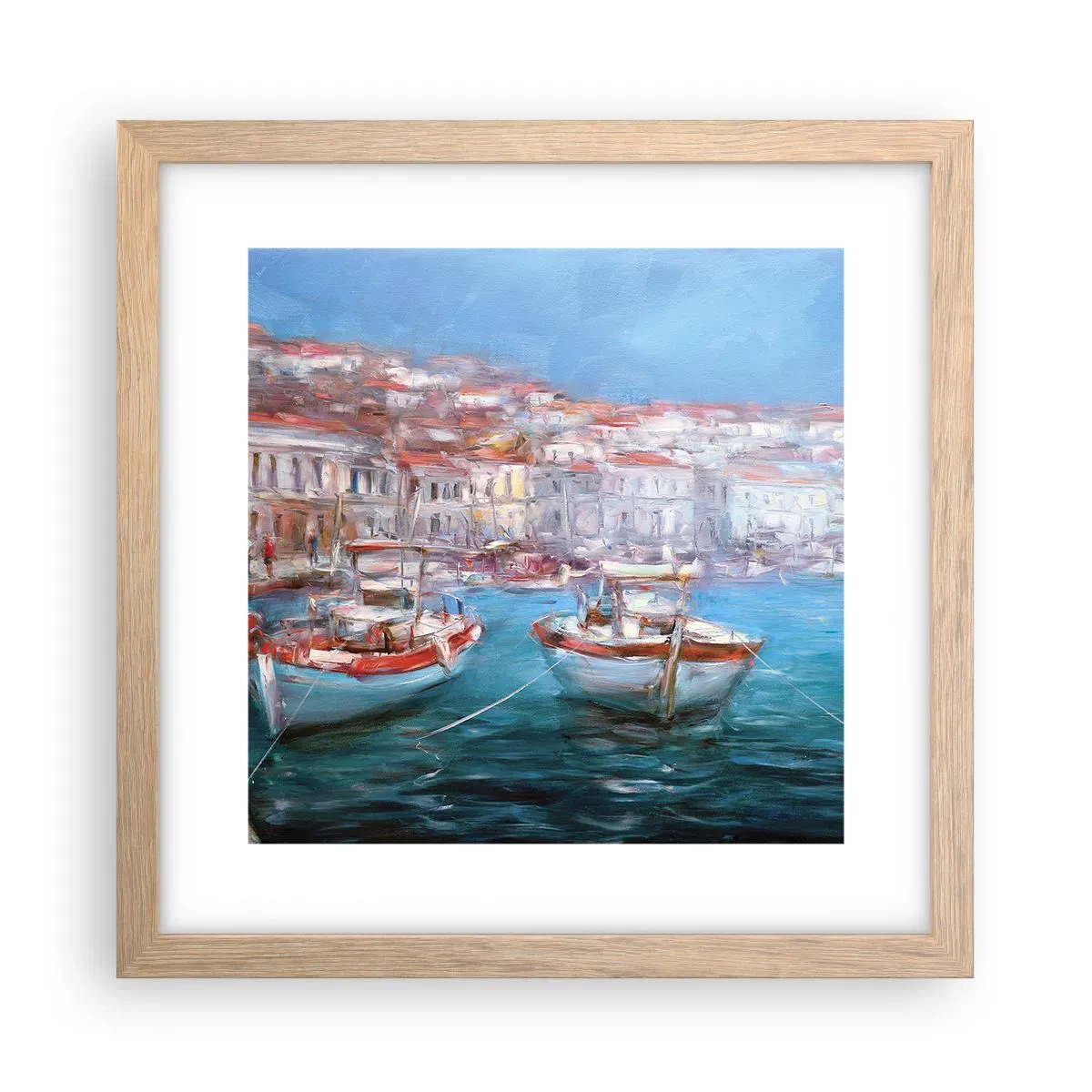 Poster în ramă de stejar deschis - Golful italian - 30x30 cm