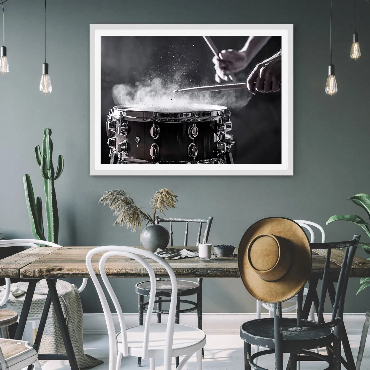 Poster în ramă albă - Pulsul muzicii - 50x40 cm