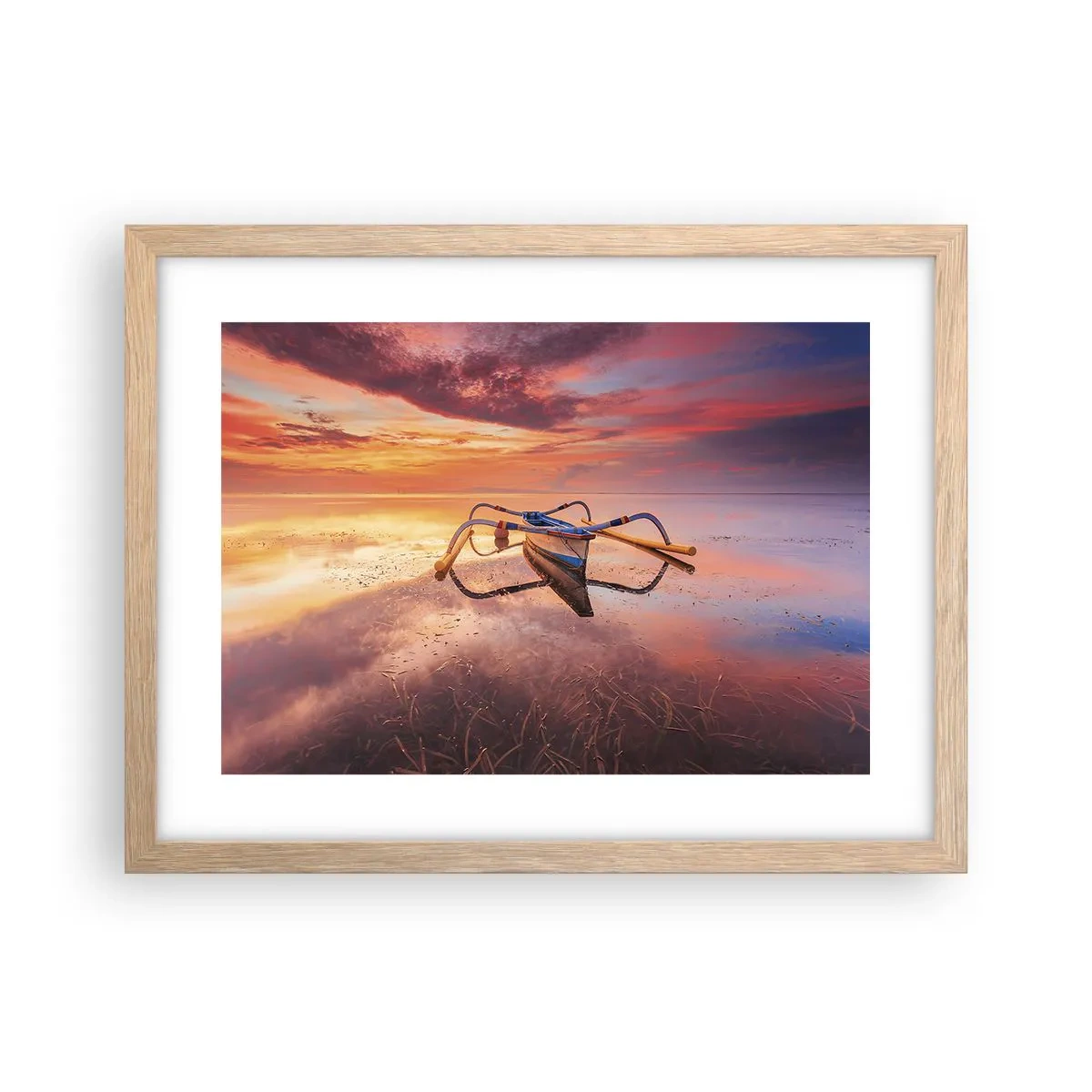 Poster în ramă de stejar deschis - Liniștea unei seri tropicale - 40x30 cm