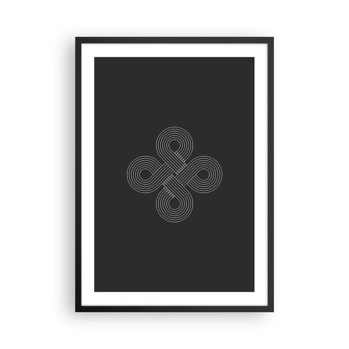 Poster în ramă neagră - Simbol geometric pe fundal negru - 50x70cm - În spirit celtic - Decorațiune modernă pentru perete pentru living și dormitor ARTTOR