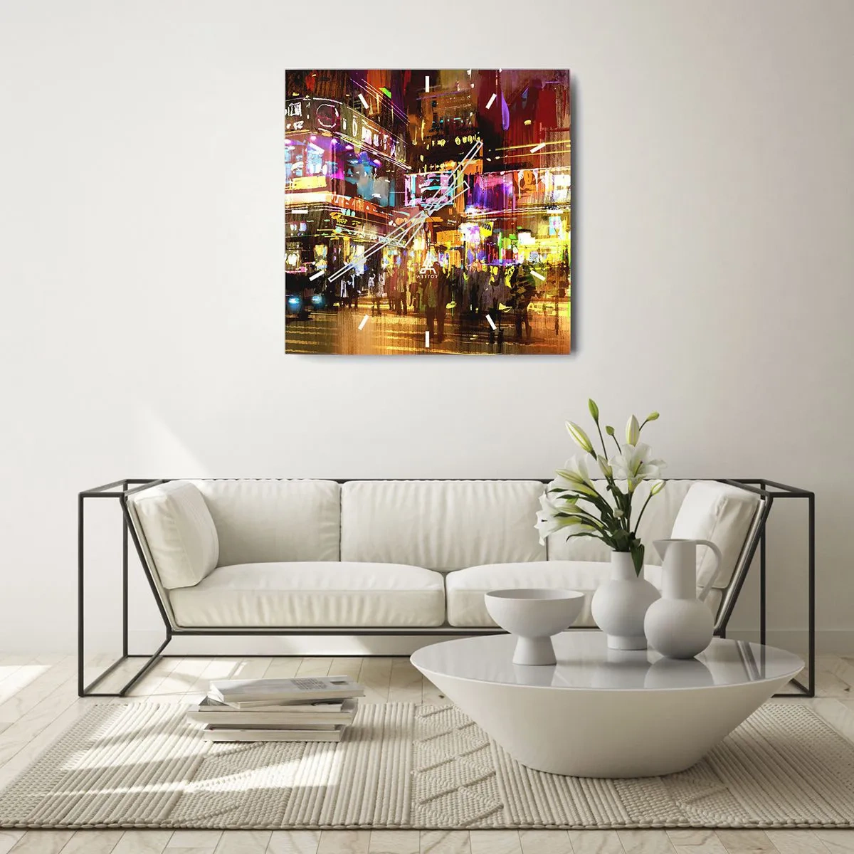 Ceas de perete - Ceas pe sticlă - Într-o mare de lumină - 40x40 cm