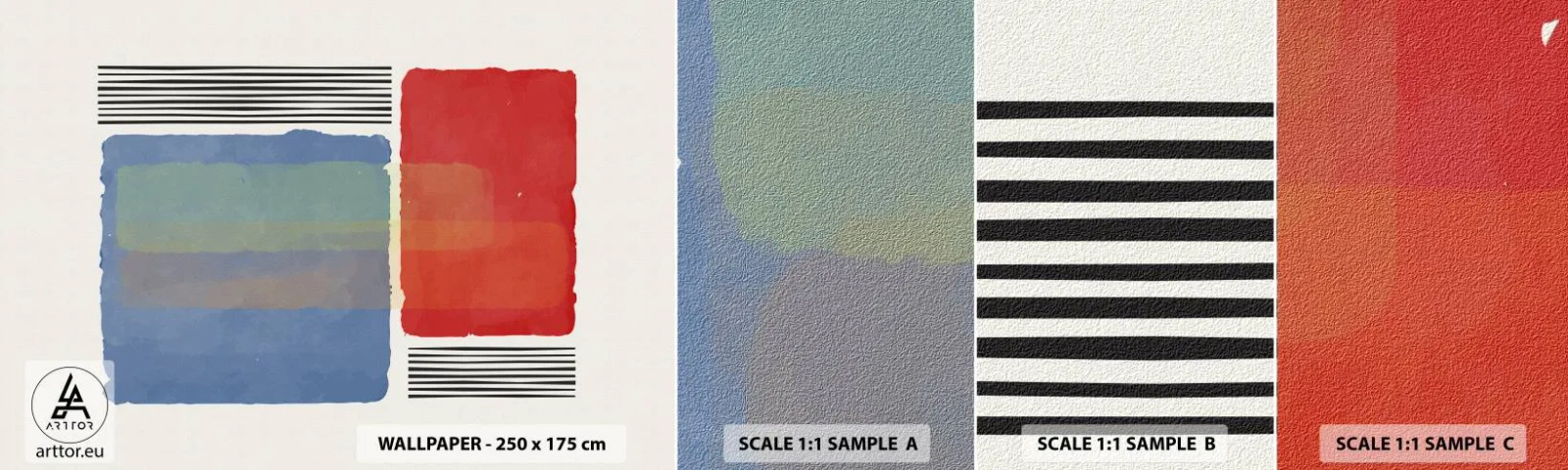 Mostră tapet autocolant Deluxe Sticker - Spiritul și litera geometriei - Abstracția, Bucată, Artă Modernă. - 100x30 cm