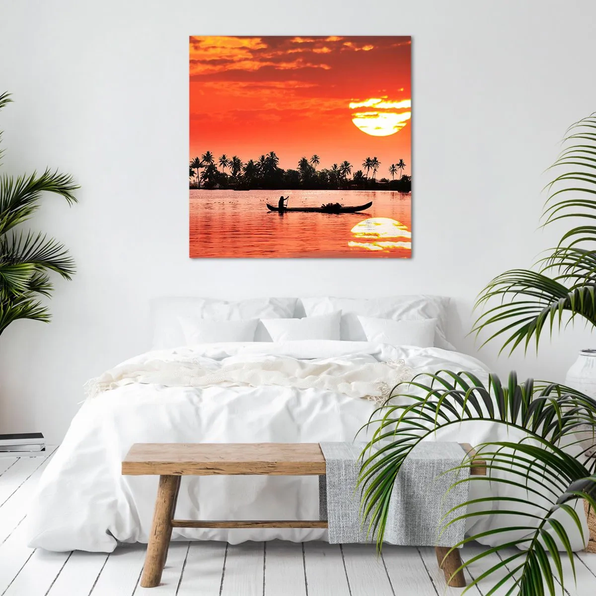 Tablou pe pânză - Liniștea tropicelor la apus de soare - 30x30 cm