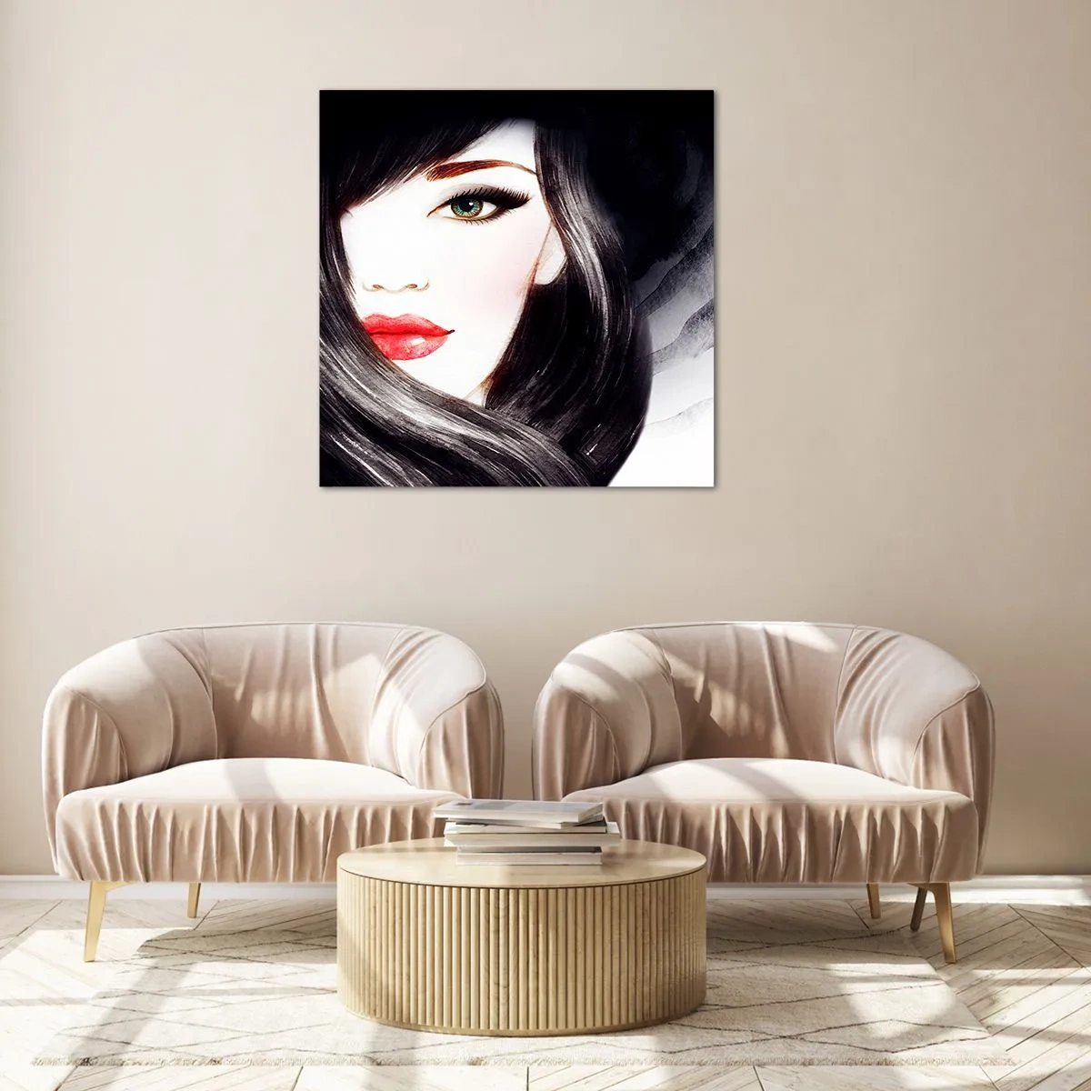 Tablou pe sticlă - Privirea de safir - 60x60 cm