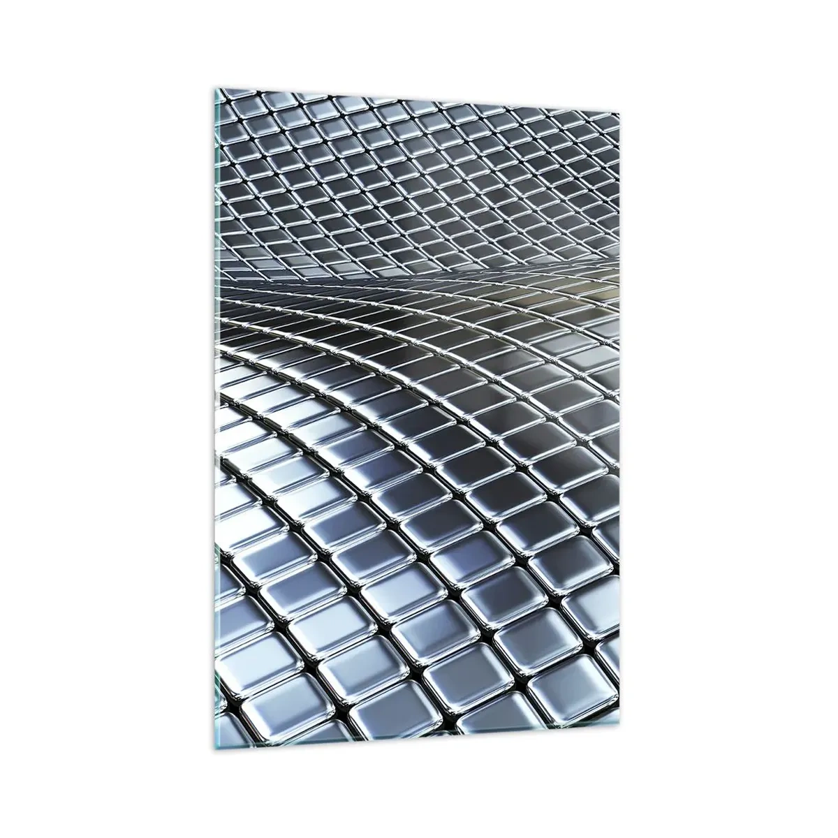 Tablou pe sticlă - Val metalic argintiu - 80x120 cm