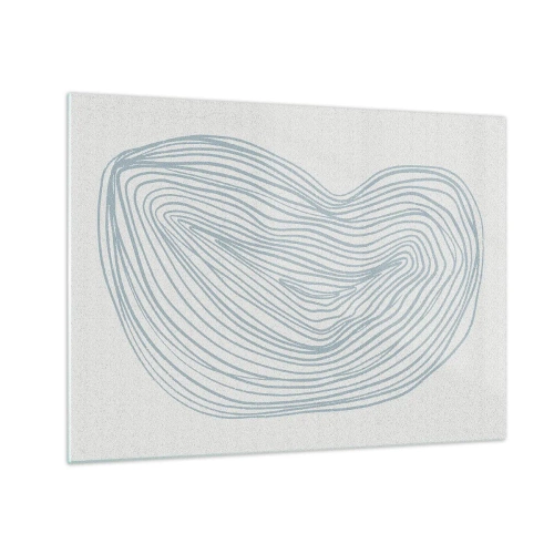 Tablou pe sticlă - Linii albastre delicate creează o formă organică, fluidă - 70x50cm - Zâmbet de picături - Decorațiune modernă pentru perete pentru living și dormitor ARTTOR