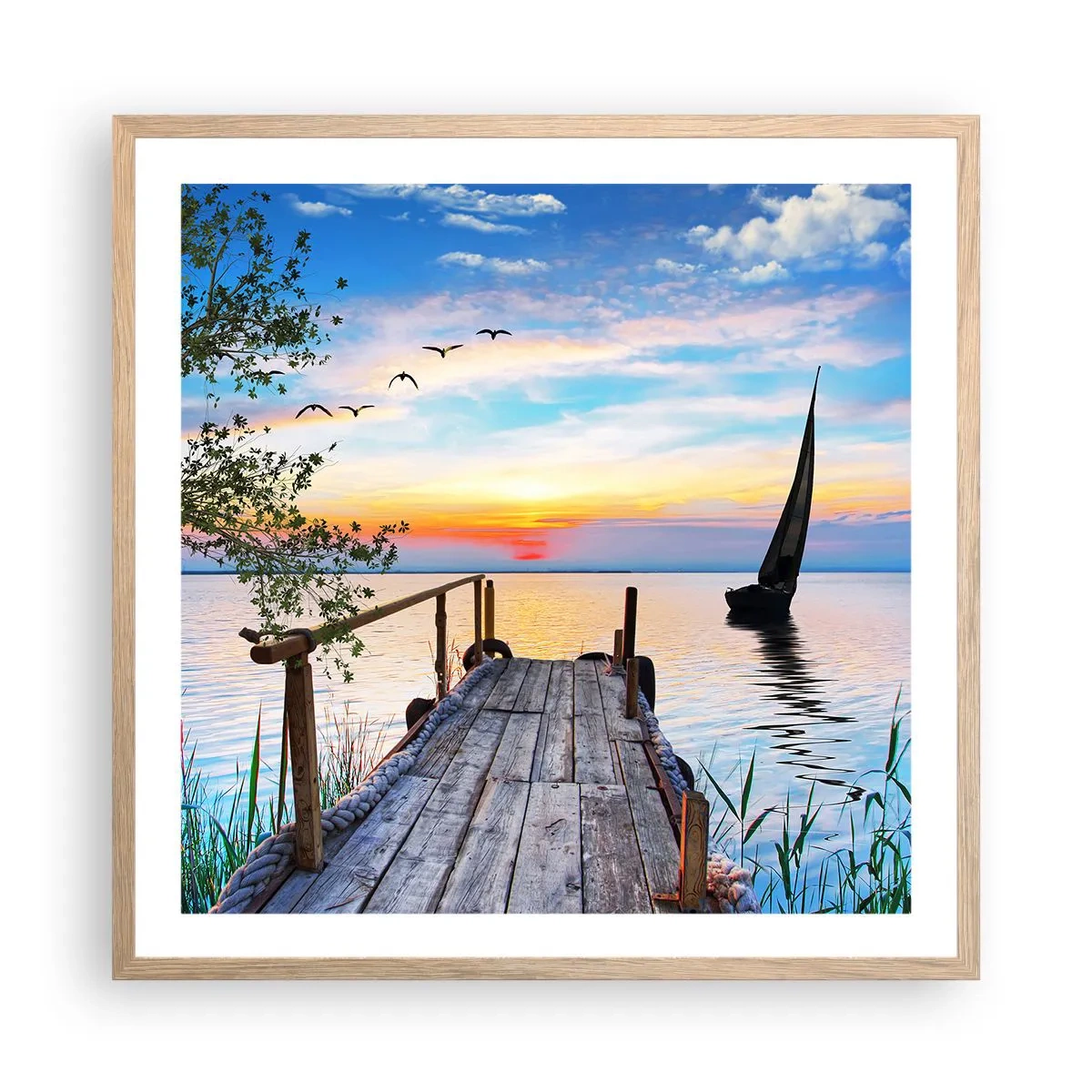 Poster în ramă de stejar deschis - Bună seara - 60x60 cm