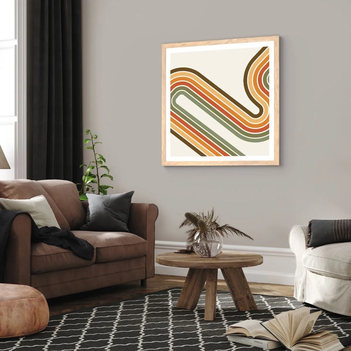 Poster în ramă de stejar deschis - Cu zigzag până la destinație - 50x50 cm