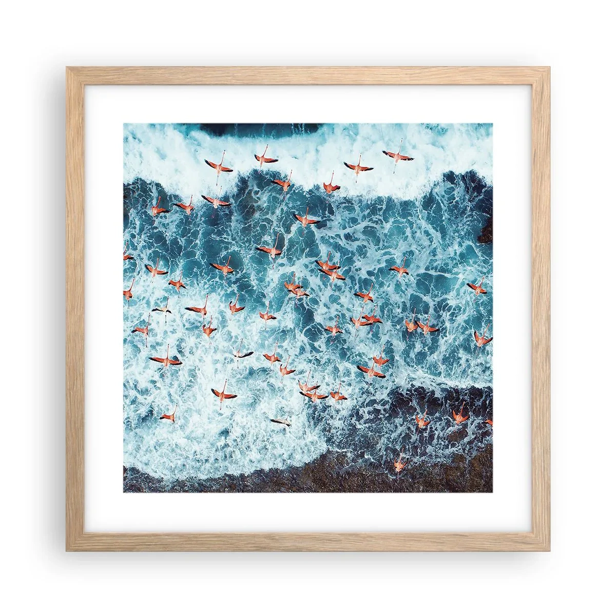 Poster în ramă de stejar deschis - Parada de la malul mării - 40x40 cm