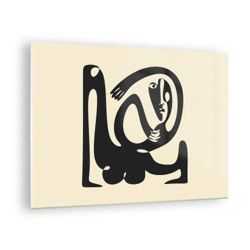 Tablou pe sticlă - Portret abstract într-un stil care amintește de Picasso - 70x50cm - Aproape Picasso - Decorațiune modernă pentru perete pentru living și dormitor ARTTOR