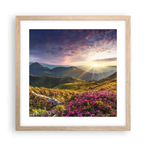 Poster în ramă de stejar deschis - Prospețimea unei dimineți de munte - 40x40 cm