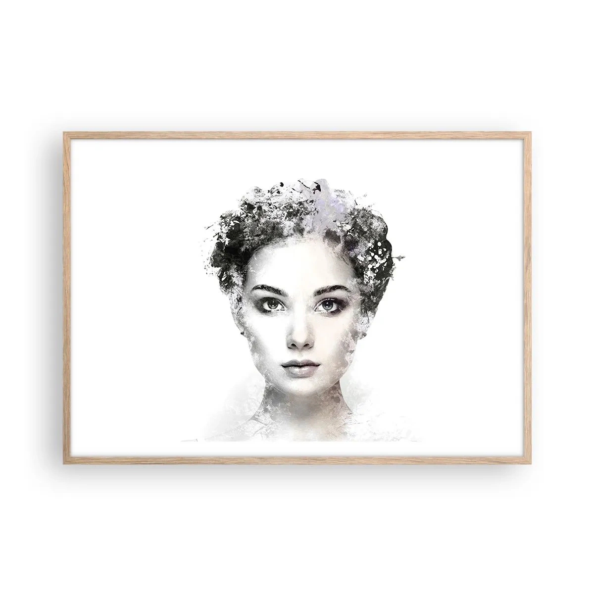 Poster în ramă de stejar deschis - Un portret extrem de elegant - 100x70 cm