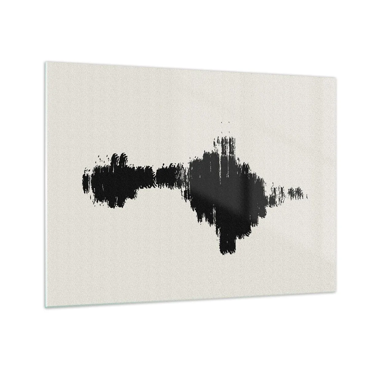 Tablou pe sticlă - Un model minimalist de linii negre pe un fundal deschis - 70x50cm - Vibrațiile imaginației - Decorațiune modernă pentru perete pentru living și dormitor ARTTOR