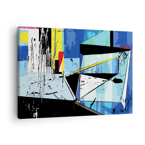 Tablou pe pânză Canvas - Compoziție geometrică abstractă în culori vii - 70x50cm - Privind lumea dintr-un unghi... - Decorațiune modernă pentru perete pentru living și dormitor ARTTOR
