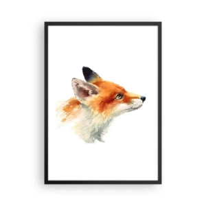Poster în ramă neagră - Portret în acuarelă al unei vulpi roșii - 50x70cm - Nu poți fi niciodată prea atent - Decorațiune modernă pentru perete pentru living și dormitor ARTTOR