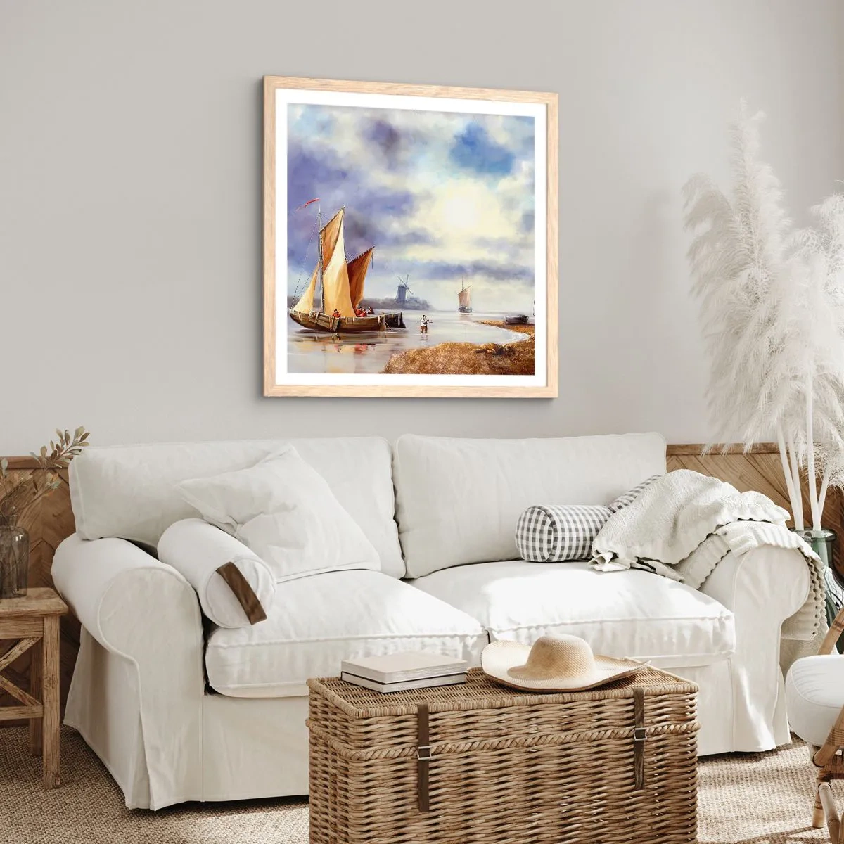 Poster în ramă de stejar deschis - Întoarcerea marinarilor - 40x40 cm