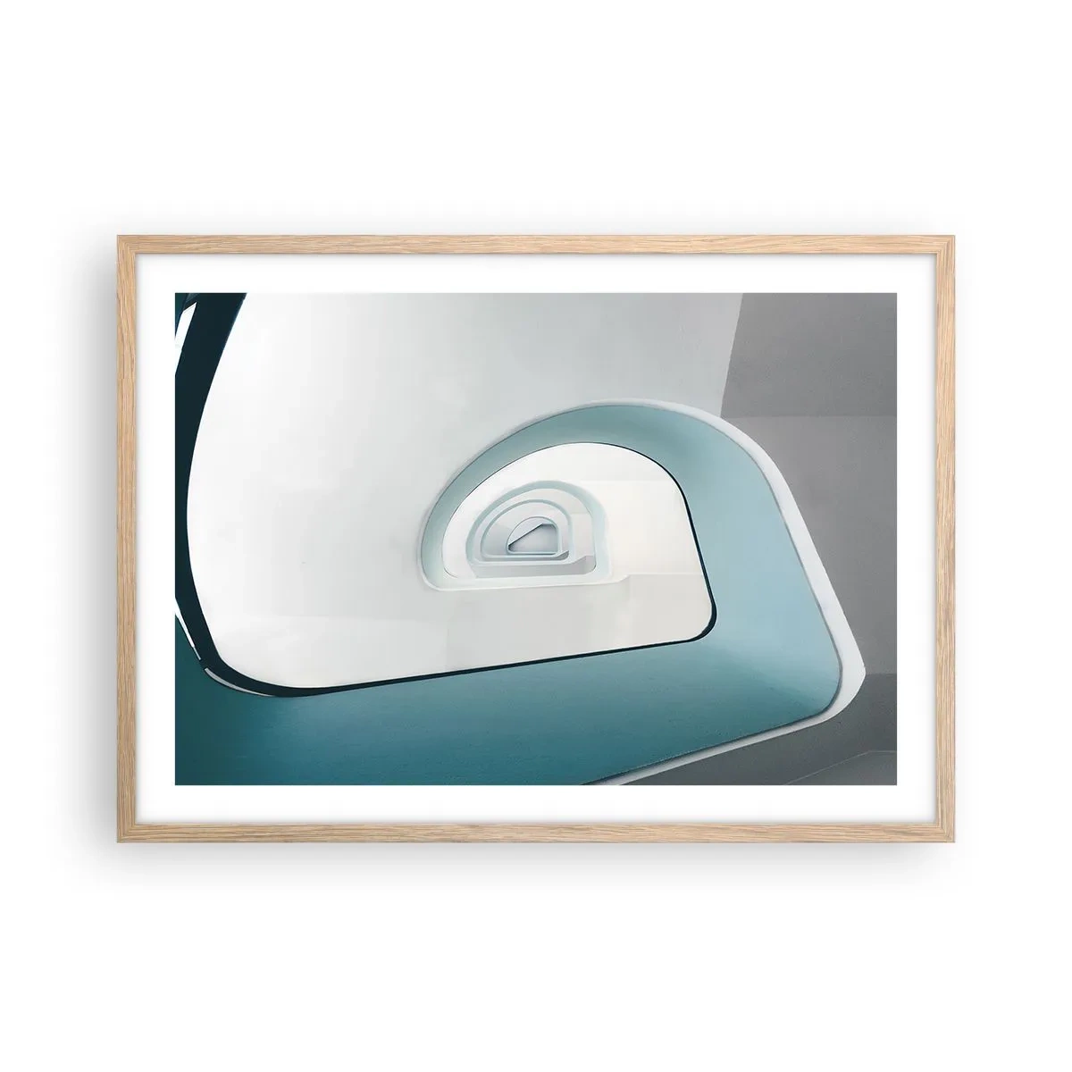 Poster în ramă de stejar deschis - Până la fundul albastrului - 70x50 cm