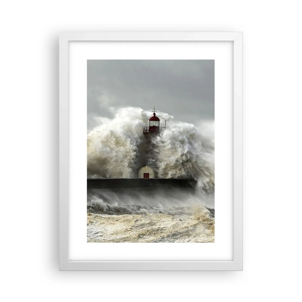 Poster în ramă albă - Mânia oceanului - 30x40 cm