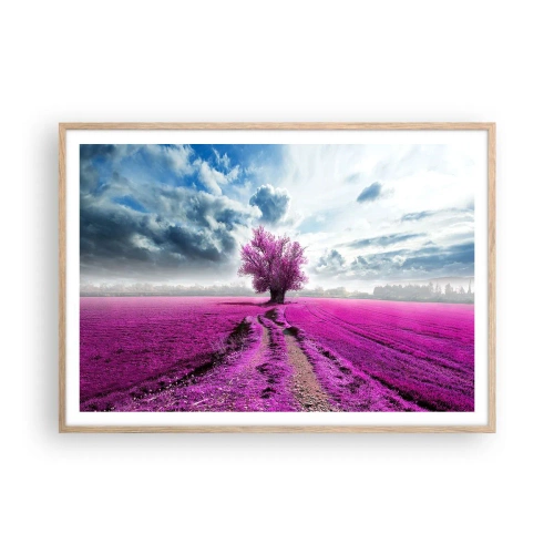 Poster în ramă de stejar deschis - Câmpul cu iarbă neagră - 100x70 cm