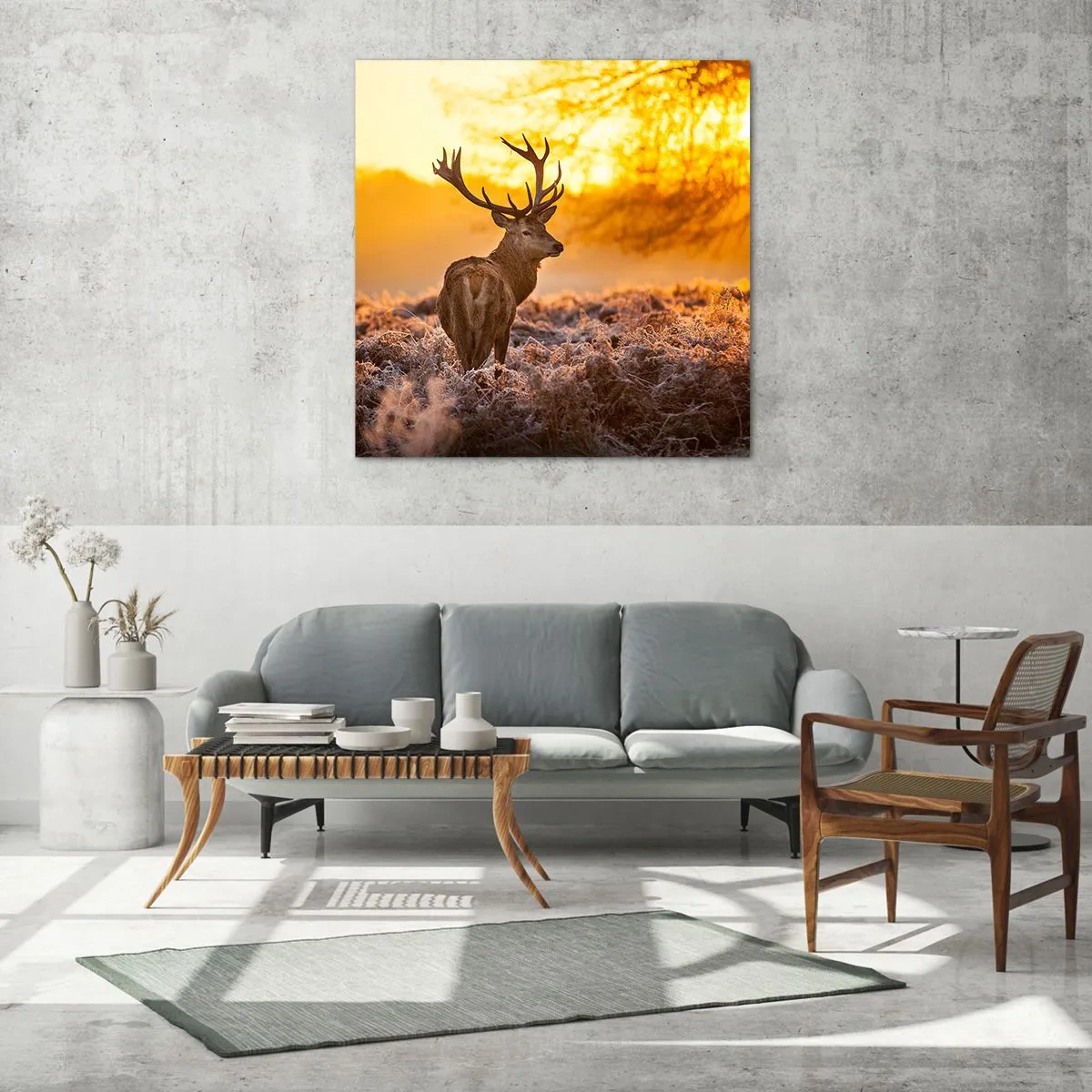 Tablou pe sticlă - Regele pădurii de toamnă - 70x70 cm