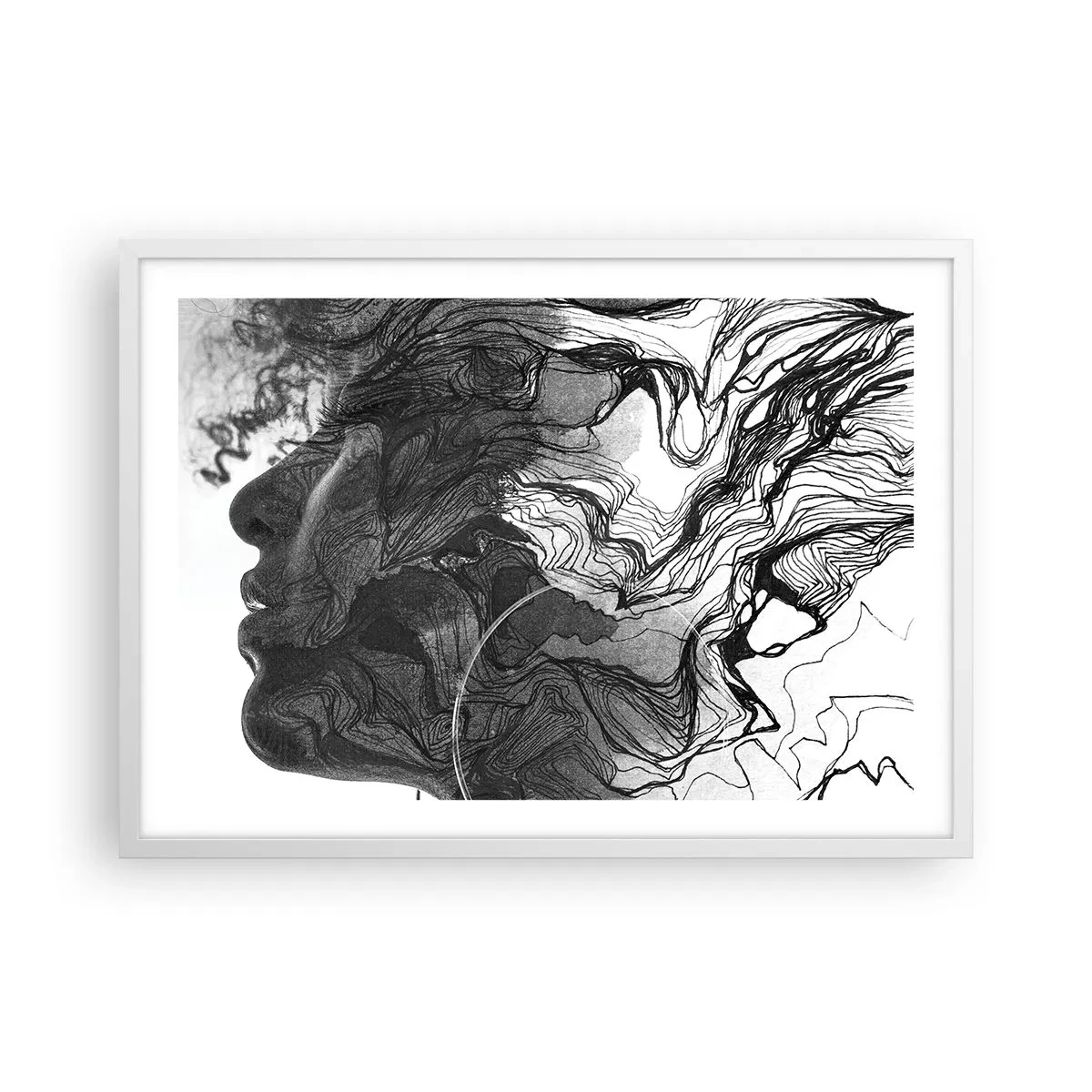 Poster în ramă albă - Încurcată în vise - 70x50 cm