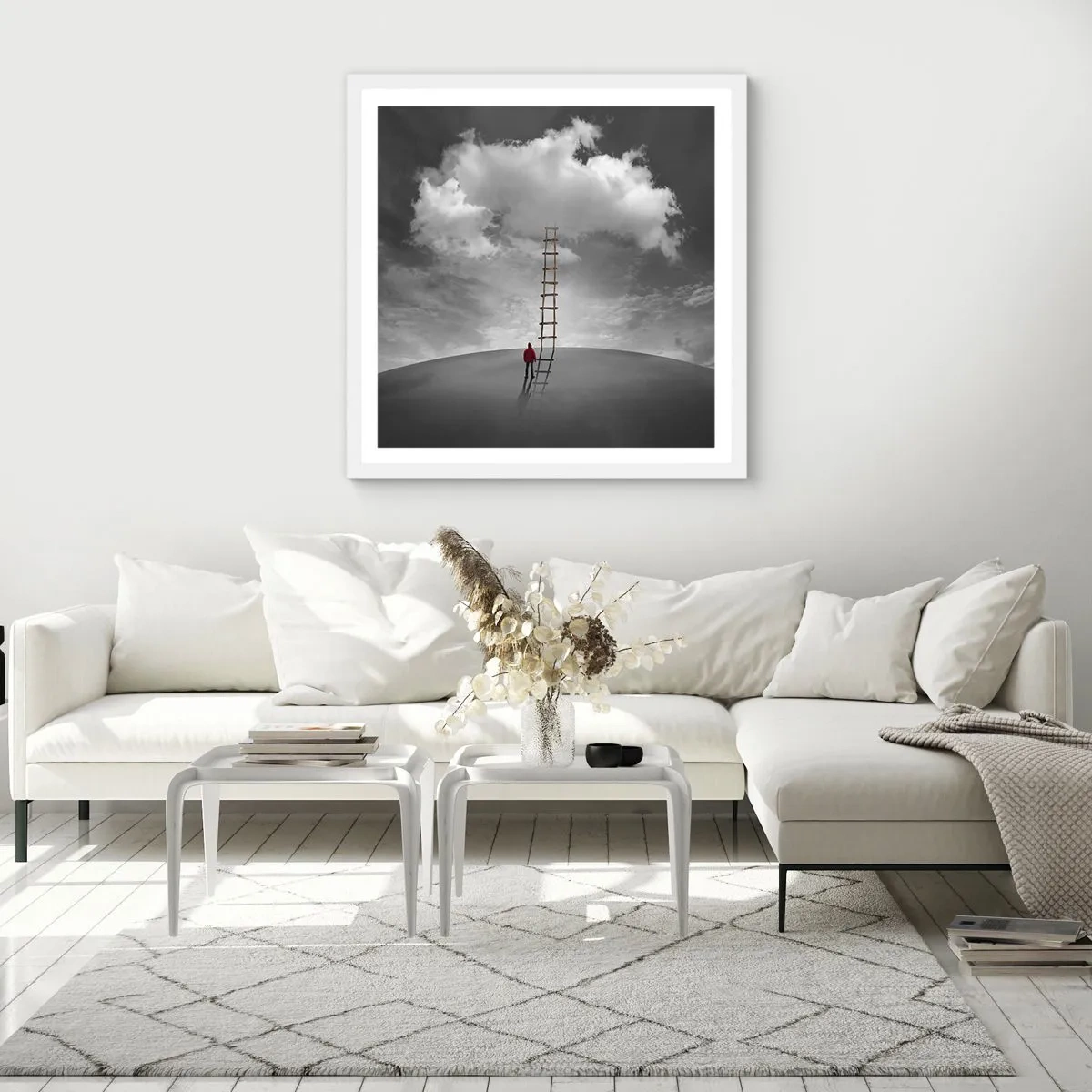 Poster în ramă albă - Orice este posibil - 30x30 cm