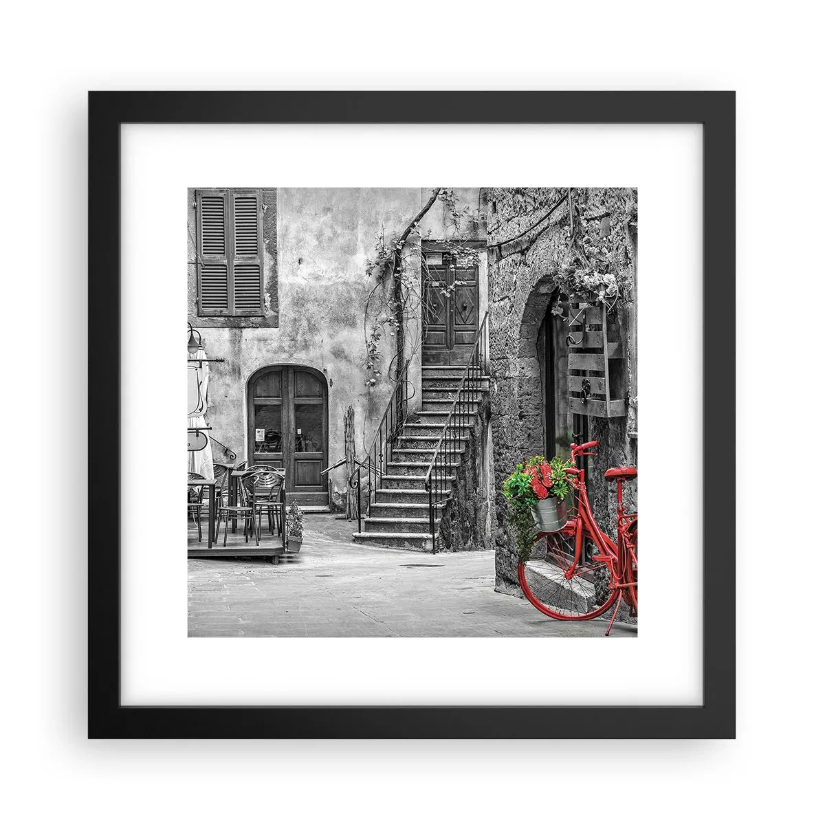 Poster în ramă neagră - Alee din Toscana - 30x30 cm
