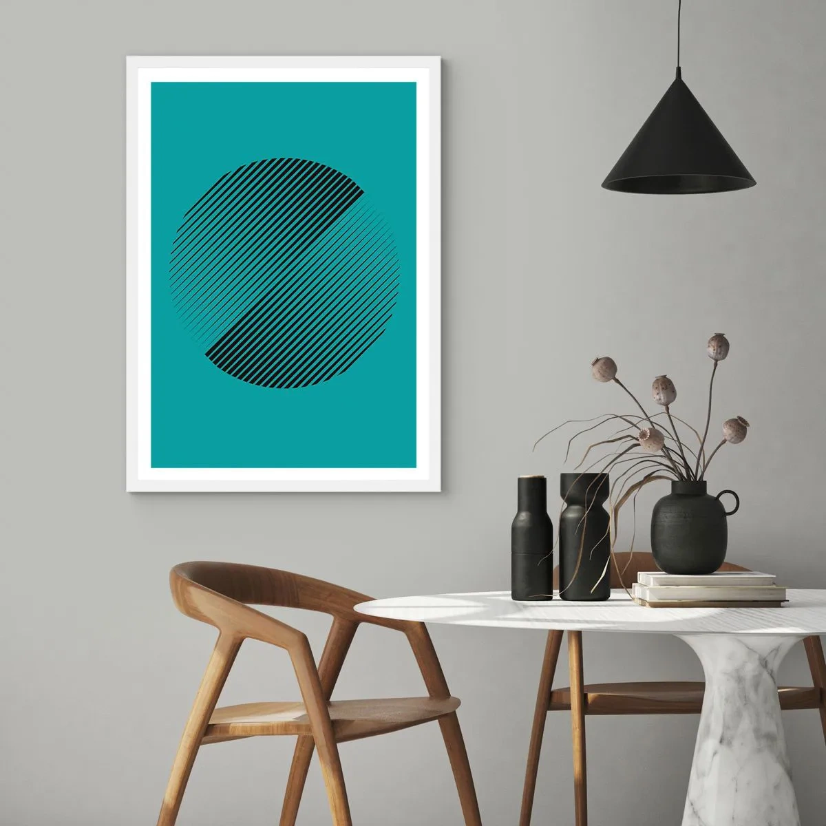 Poster în ramă albă - Cercul - o variație geometrică - 50x70 cm